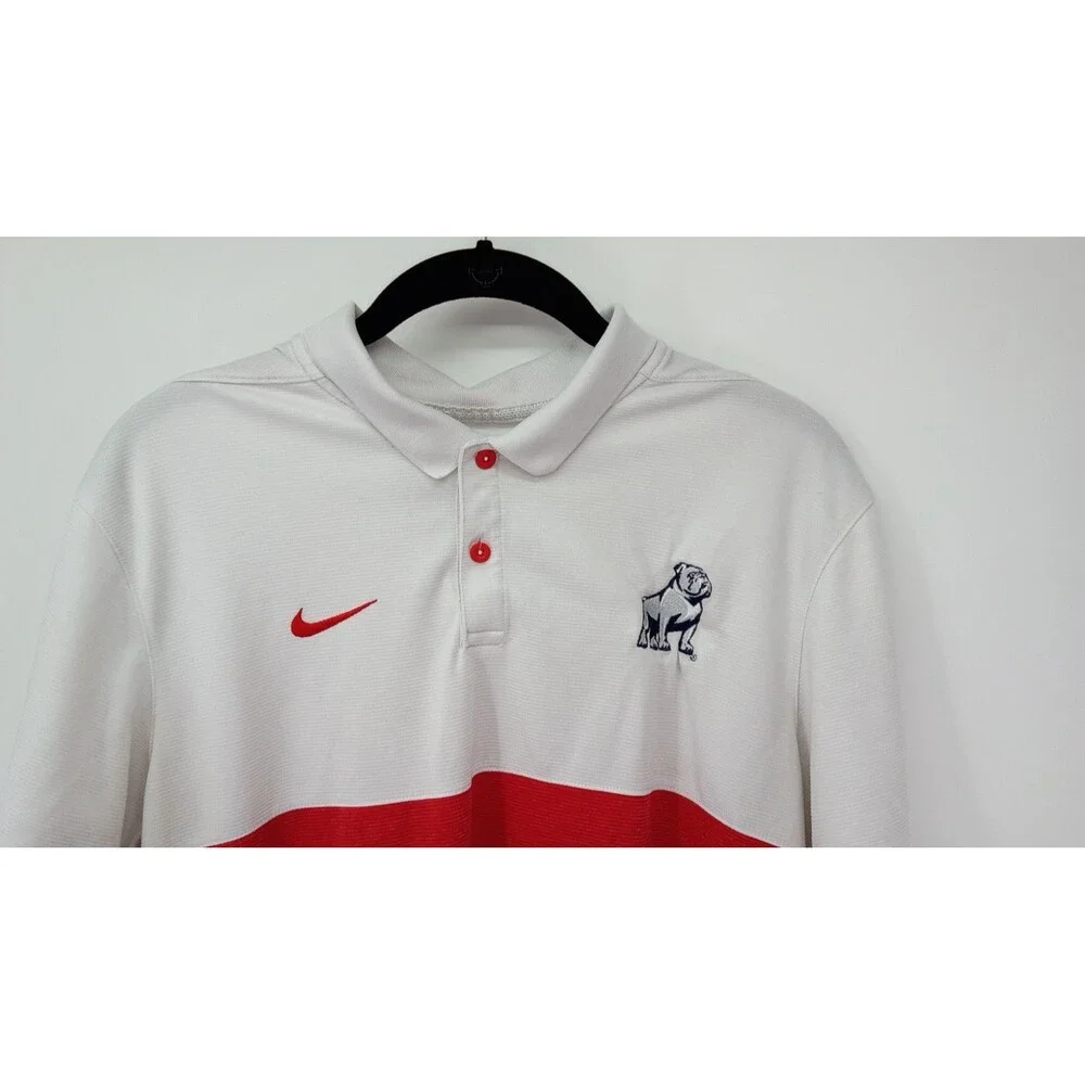 Nike Dri-FIT Samford Bulldogs Polo Shirt Large NCAA Football Colorblock Red
